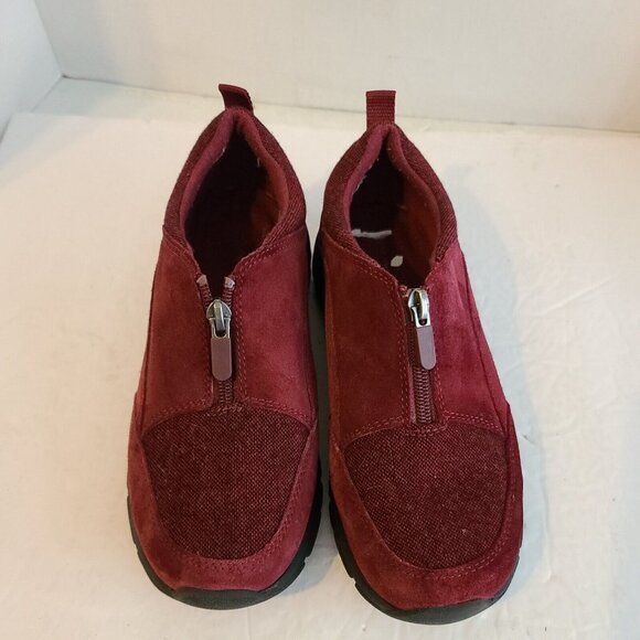 Land's End Shoes Women's Size 8 Red Comfort Moc Suede Leather Slip On Zip Front - Picture 6 of 6